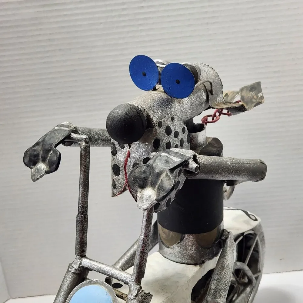 Yardbirds Scrap Metal Art Dog On A Hog Motorcycle Sculpture Richard Kolb Vintage